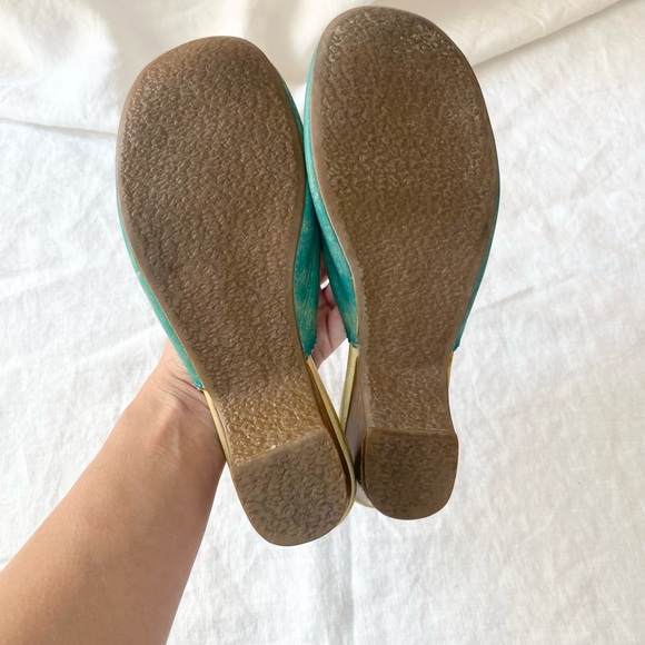 Vintage Retro Miz Mooz by Garth Teal Green Floral Shoes - Picture 12 of 16